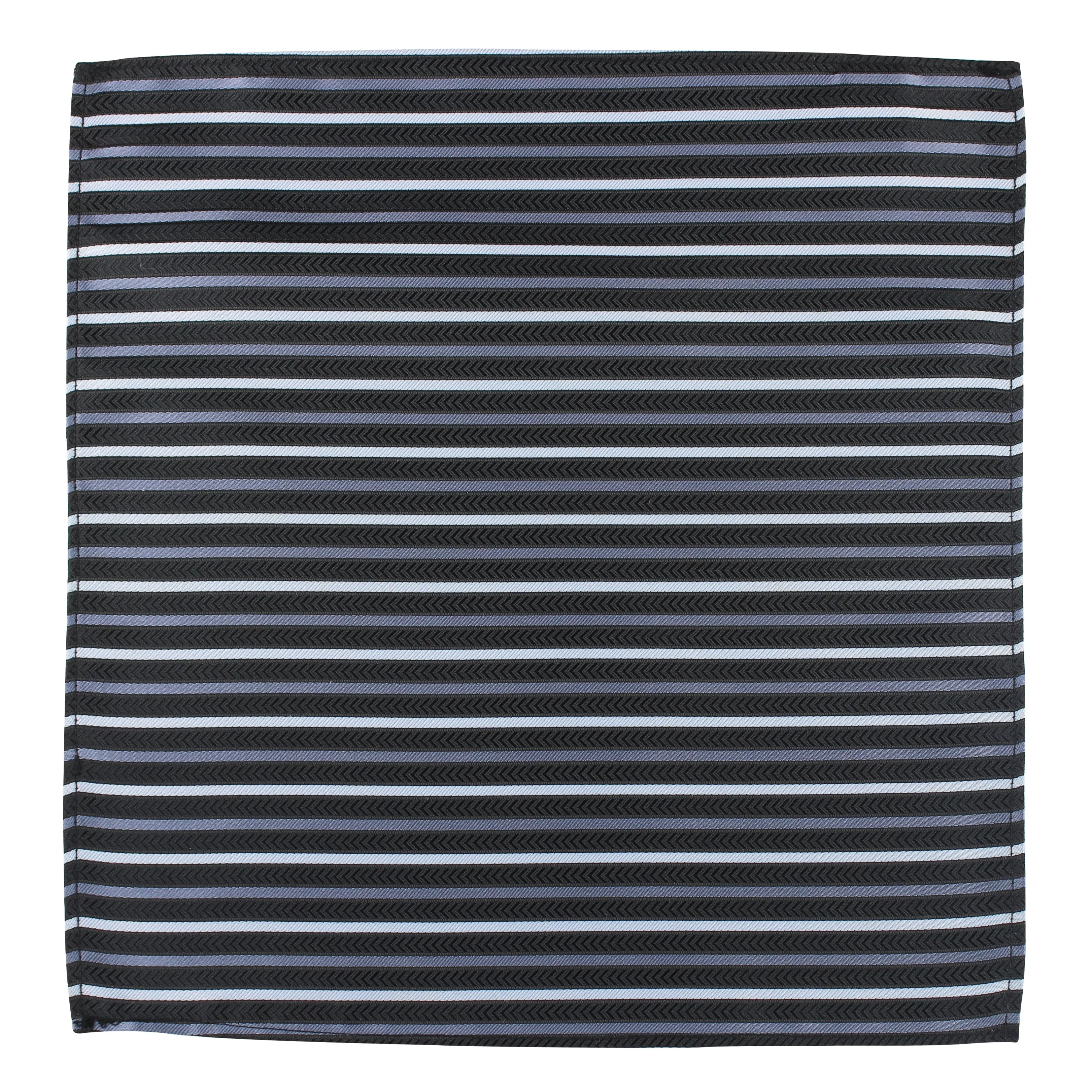 Kovove The Arrow Striped  Black Pocket Square For Men