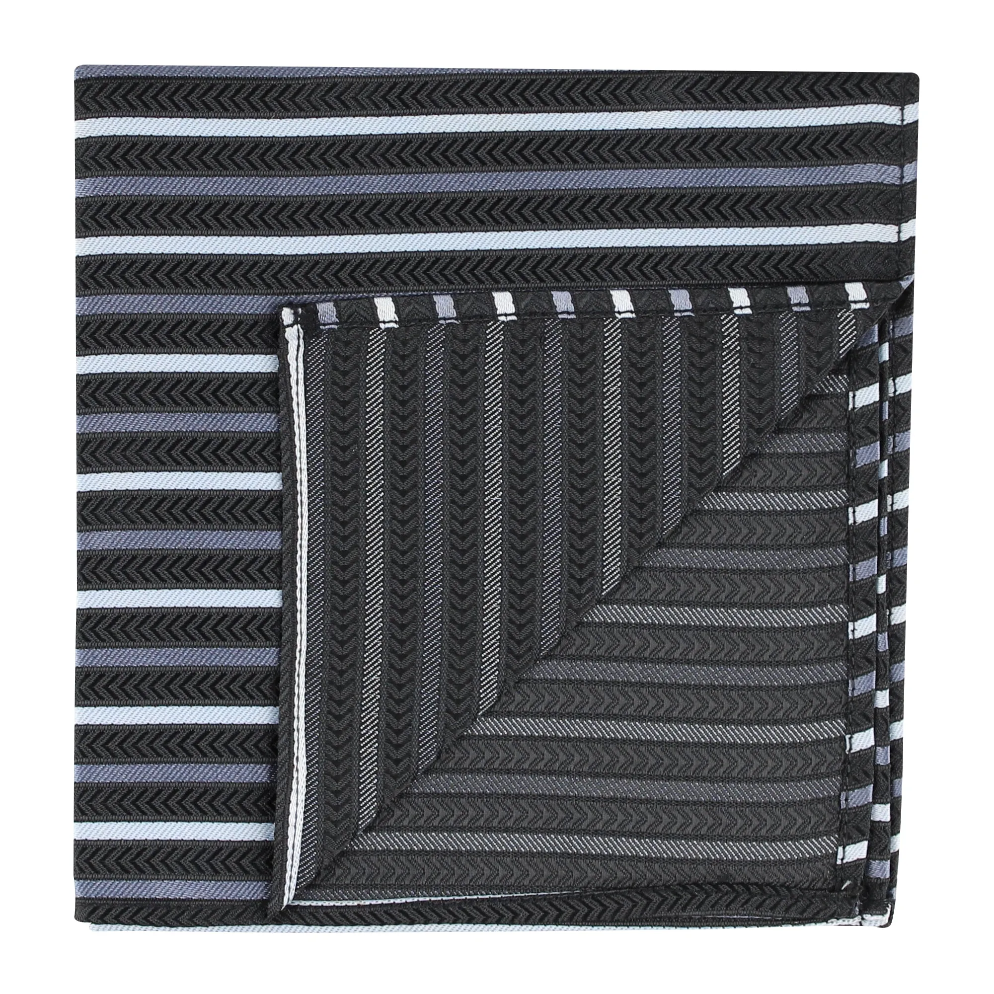 Kovove The Arrow Striped  Black Pocket Square For Men