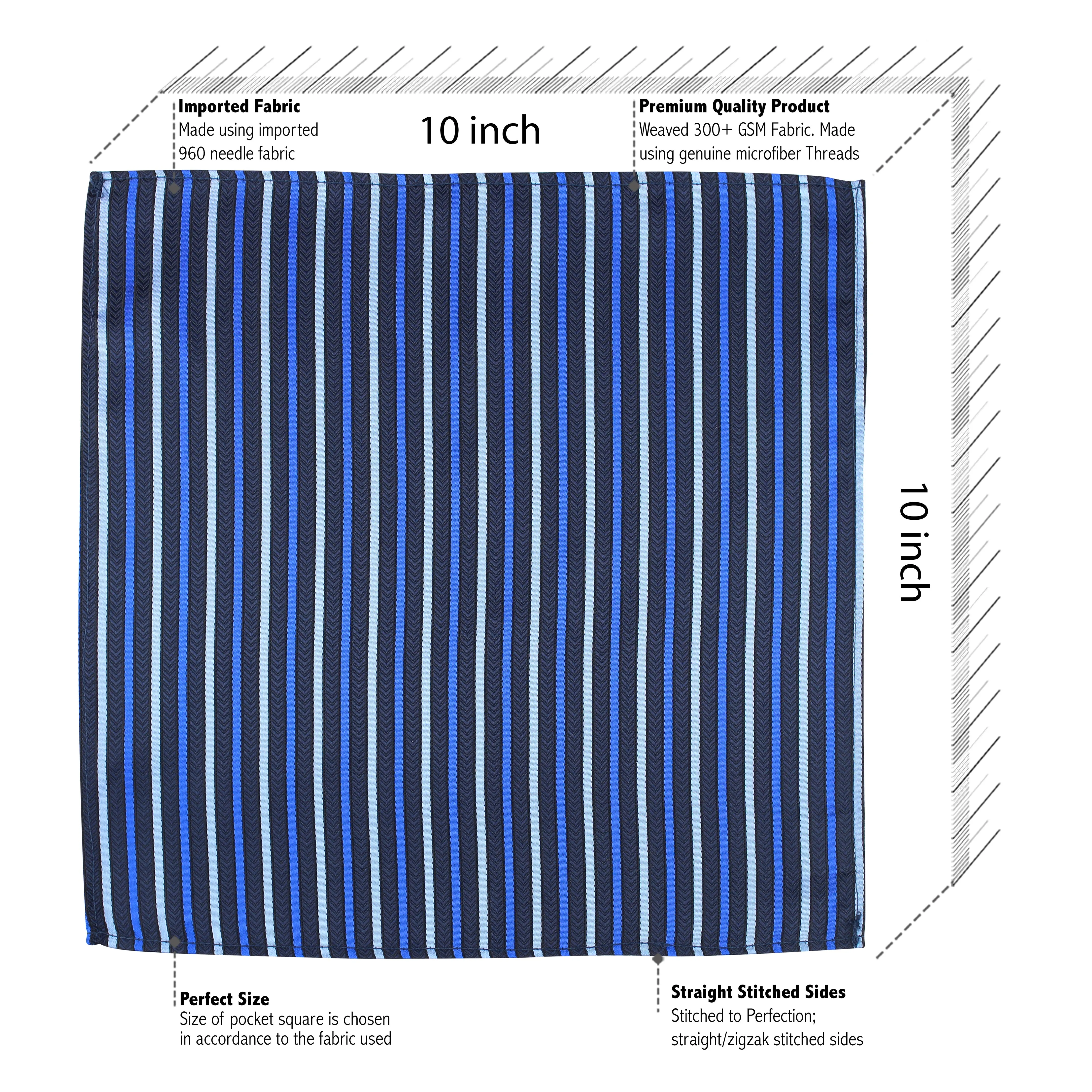 Kovove The Arrow Striped  Blue Pocket Square For Men