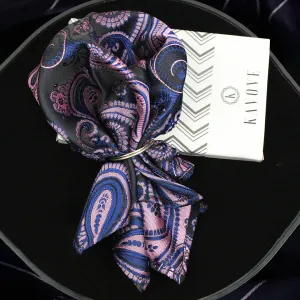 Kovove The Black and Blue Treat Paisley Pocket Square For Men