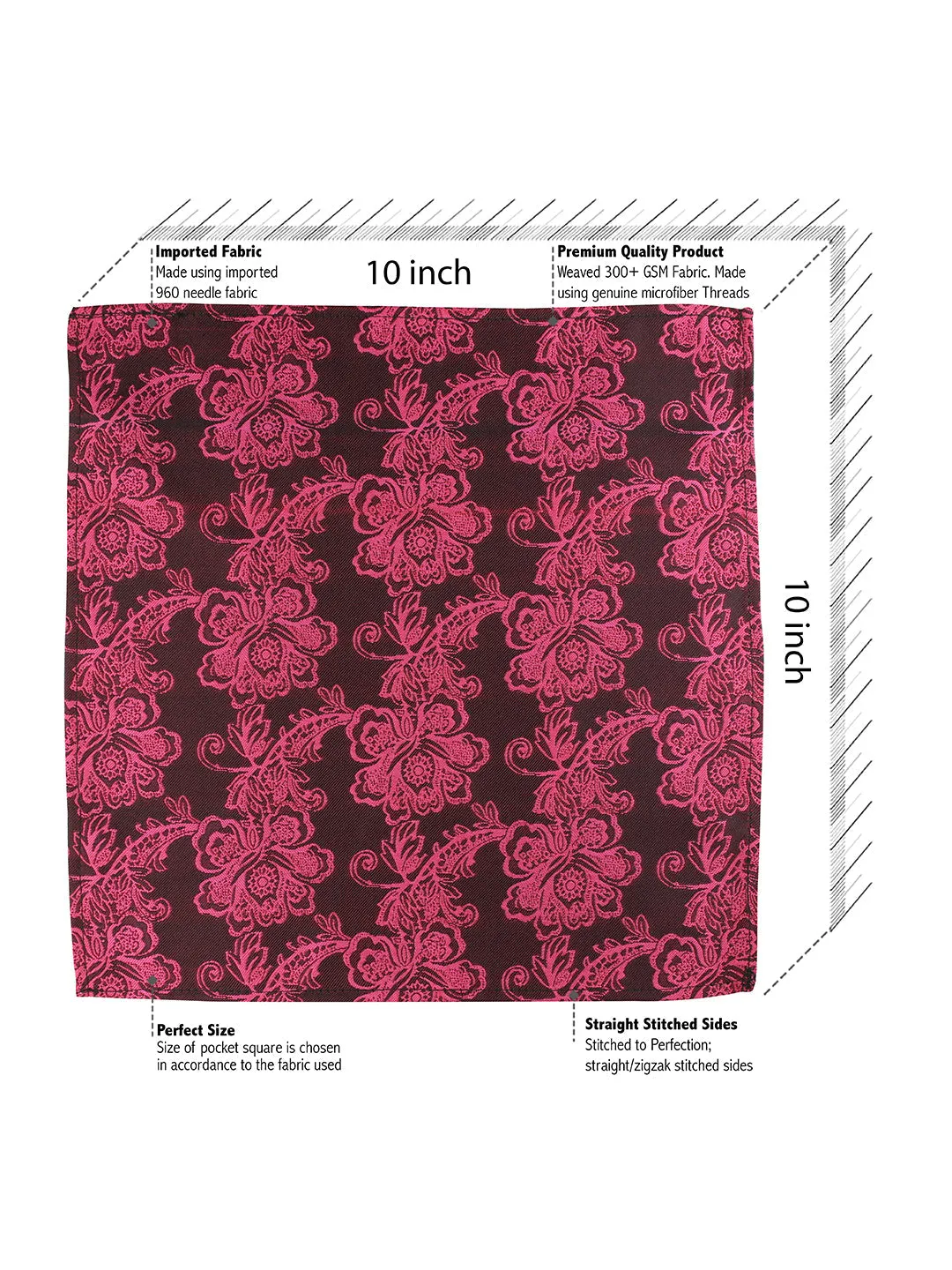 Kovove The Blooming Floral Maroon Pocket Square For Men