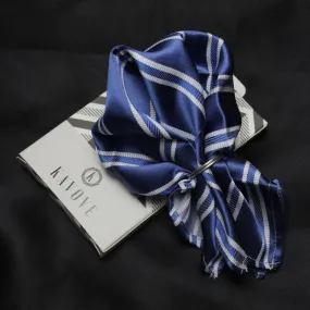 Kovove The Blue Ocean Striped Blue Pocket Square For Men