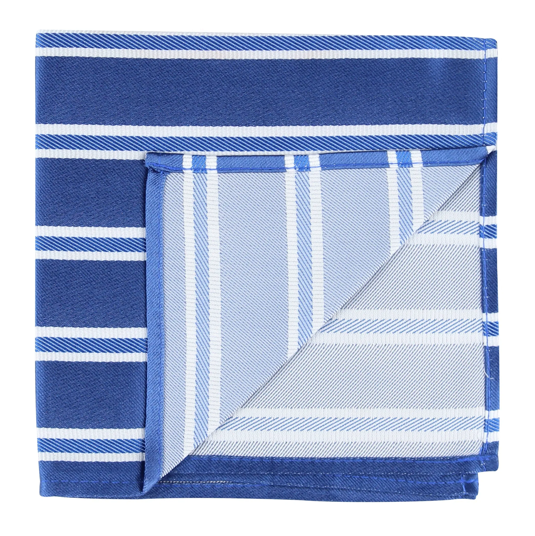 Kovove The Blue Ocean Striped Blue Pocket Square For Men