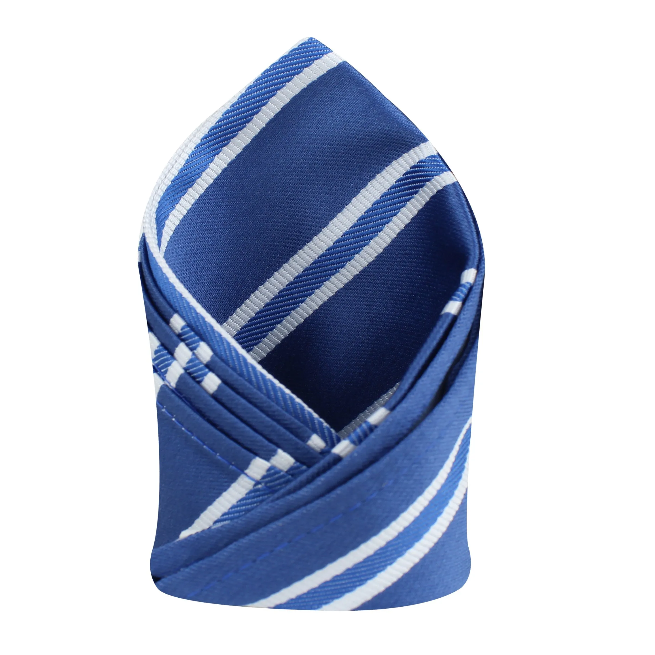 Kovove The Blue Ocean Striped Blue Pocket Square For Men