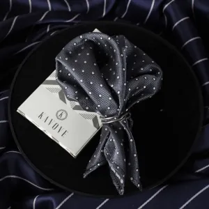 Kovove The Enchanting Polka Dot Dark Grey Pocket Square For Men