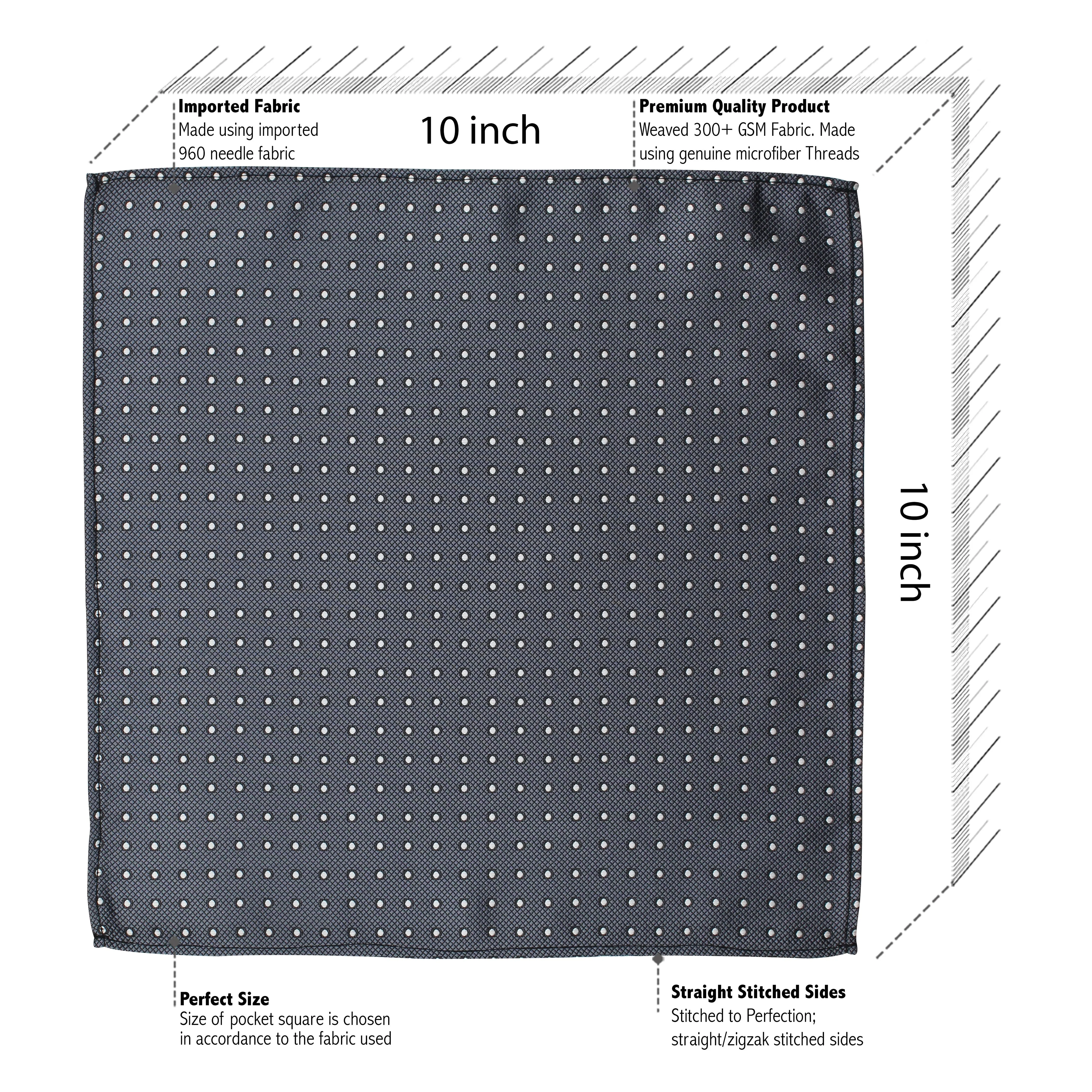 Kovove The Enchanting Polka Dot Dark Grey Pocket Square For Men