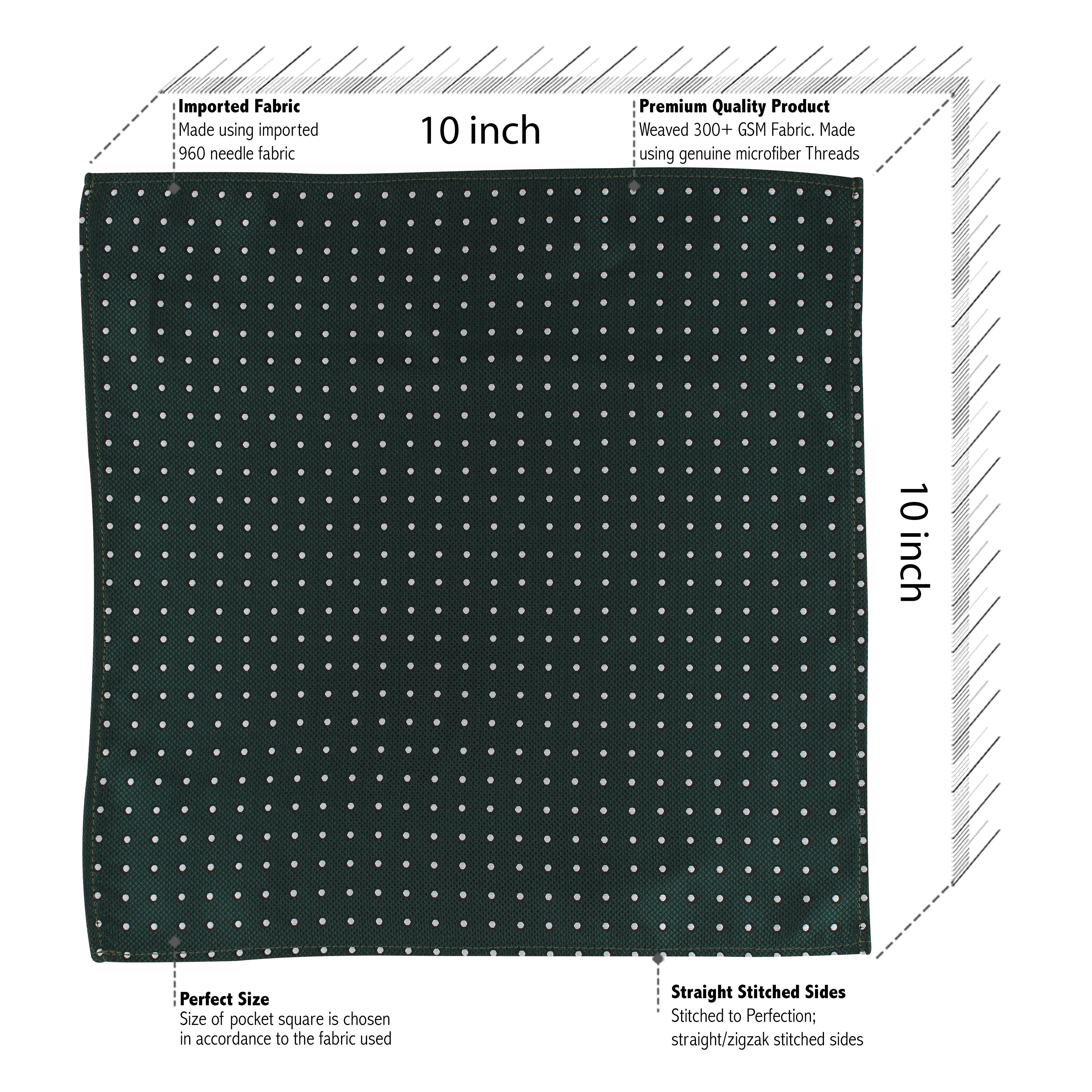 Kovove The Enchanting Polka Dot Green Pocket Square For Men