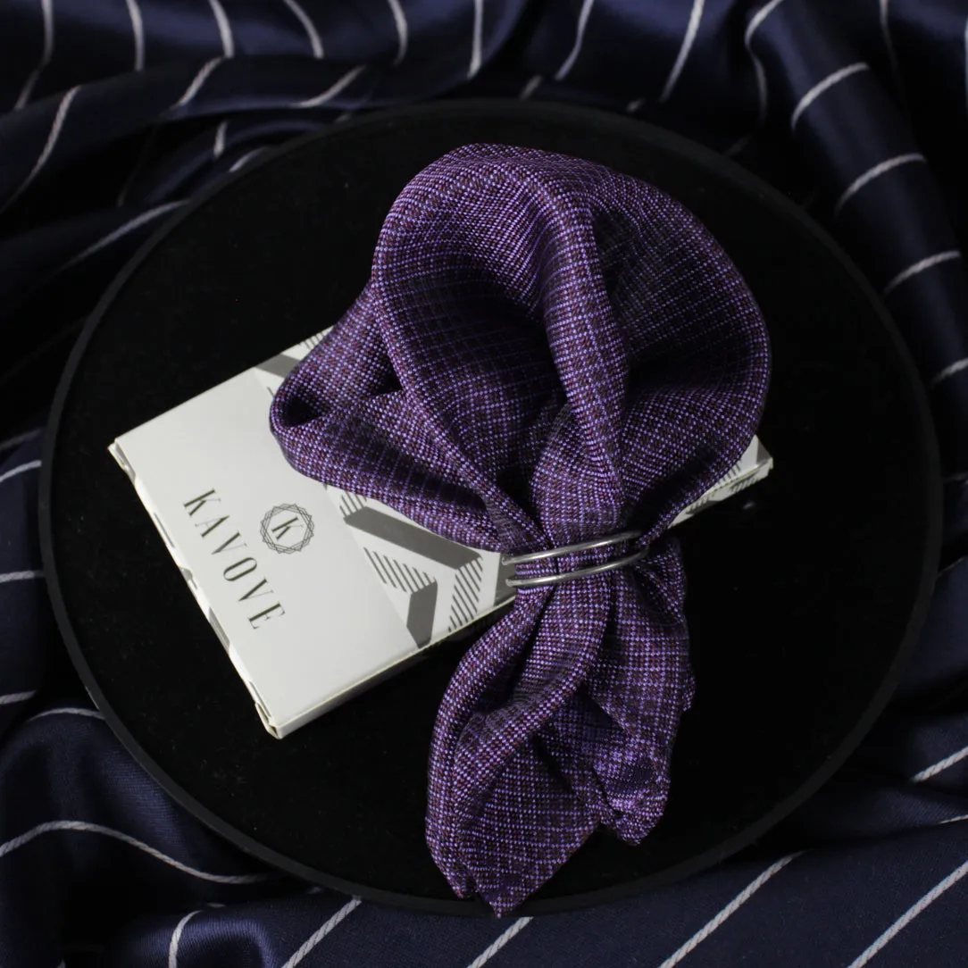 Kovove The Essentials Checkered Purple Pocket Square For Men