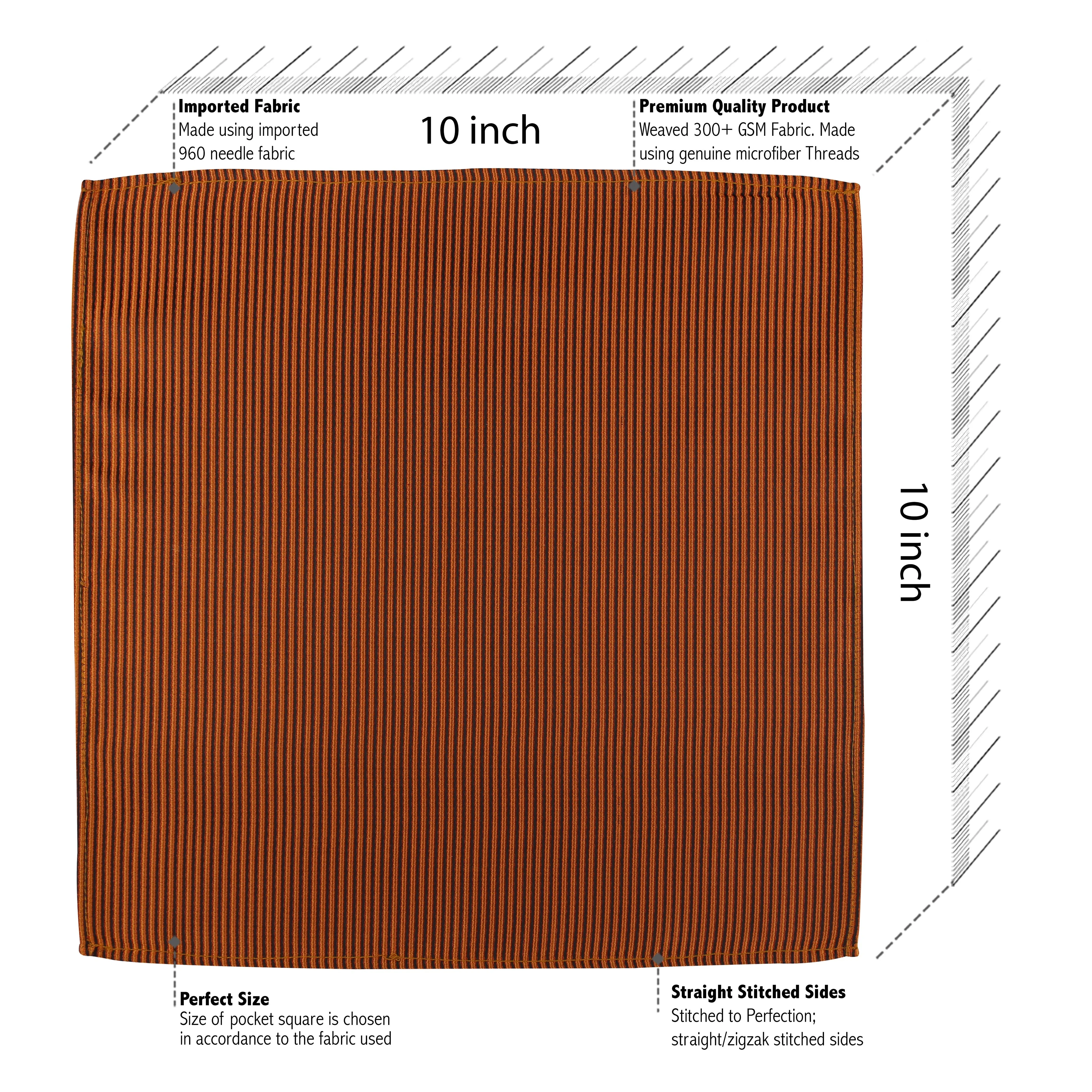 Kovove The Phoenix Striped Brown Pocket Square For Men