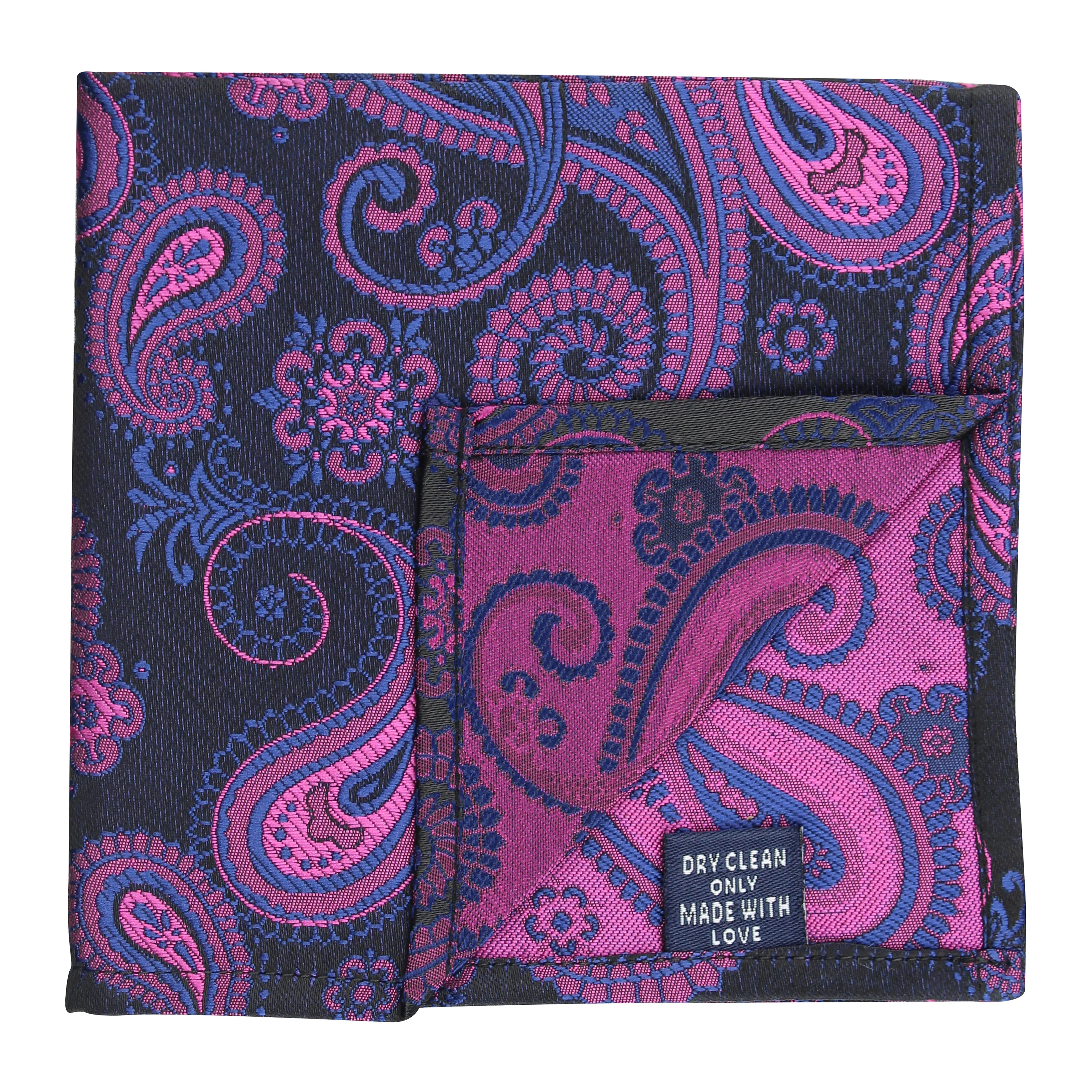 Kovove The Radiant Black and Purple Paisley Pocket Square For Men