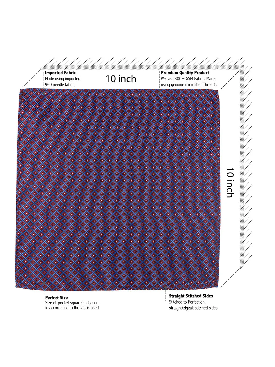 Kovove The Radiant Checkered  Maroon Pocket Square For Men