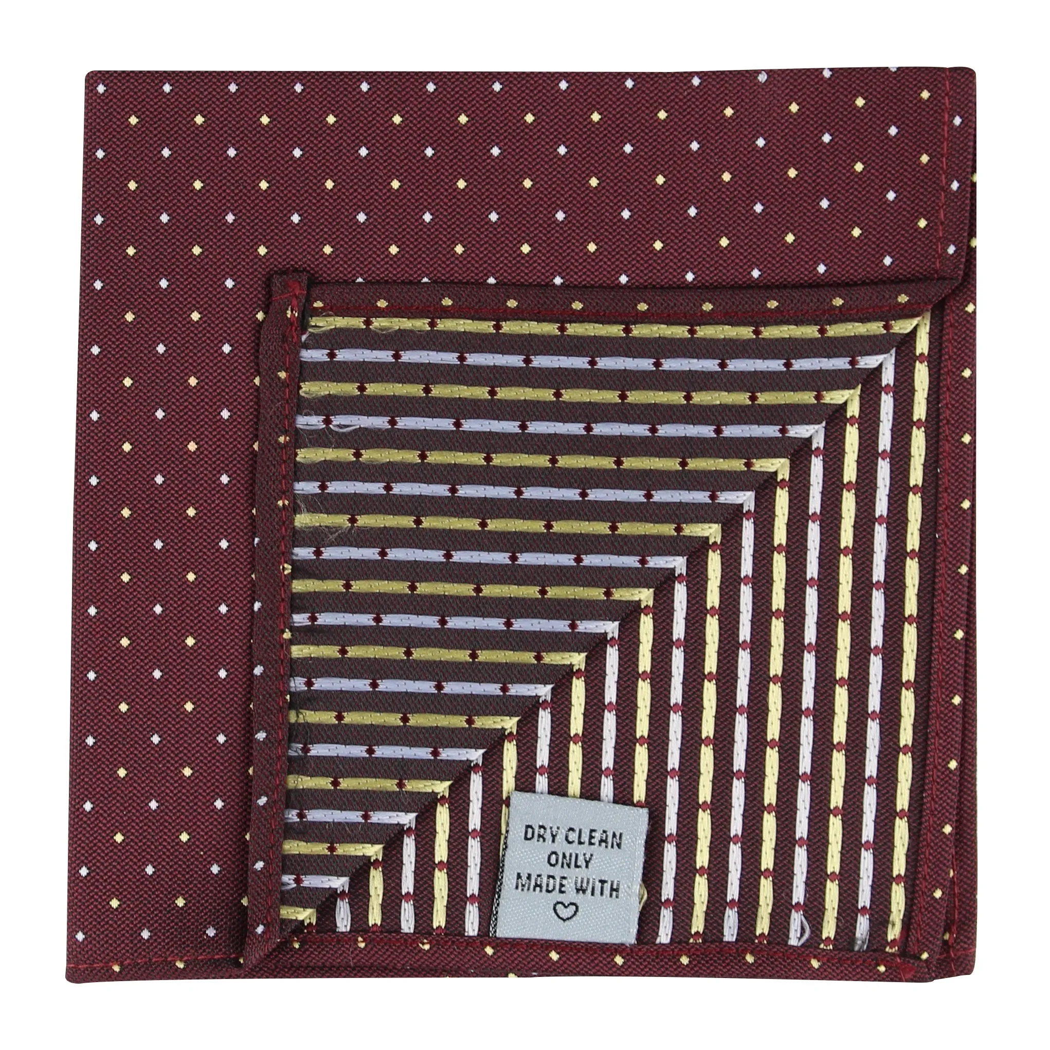 Kovove The Refreshing Twin Polka Dot  Maroon Pocket Square For Men