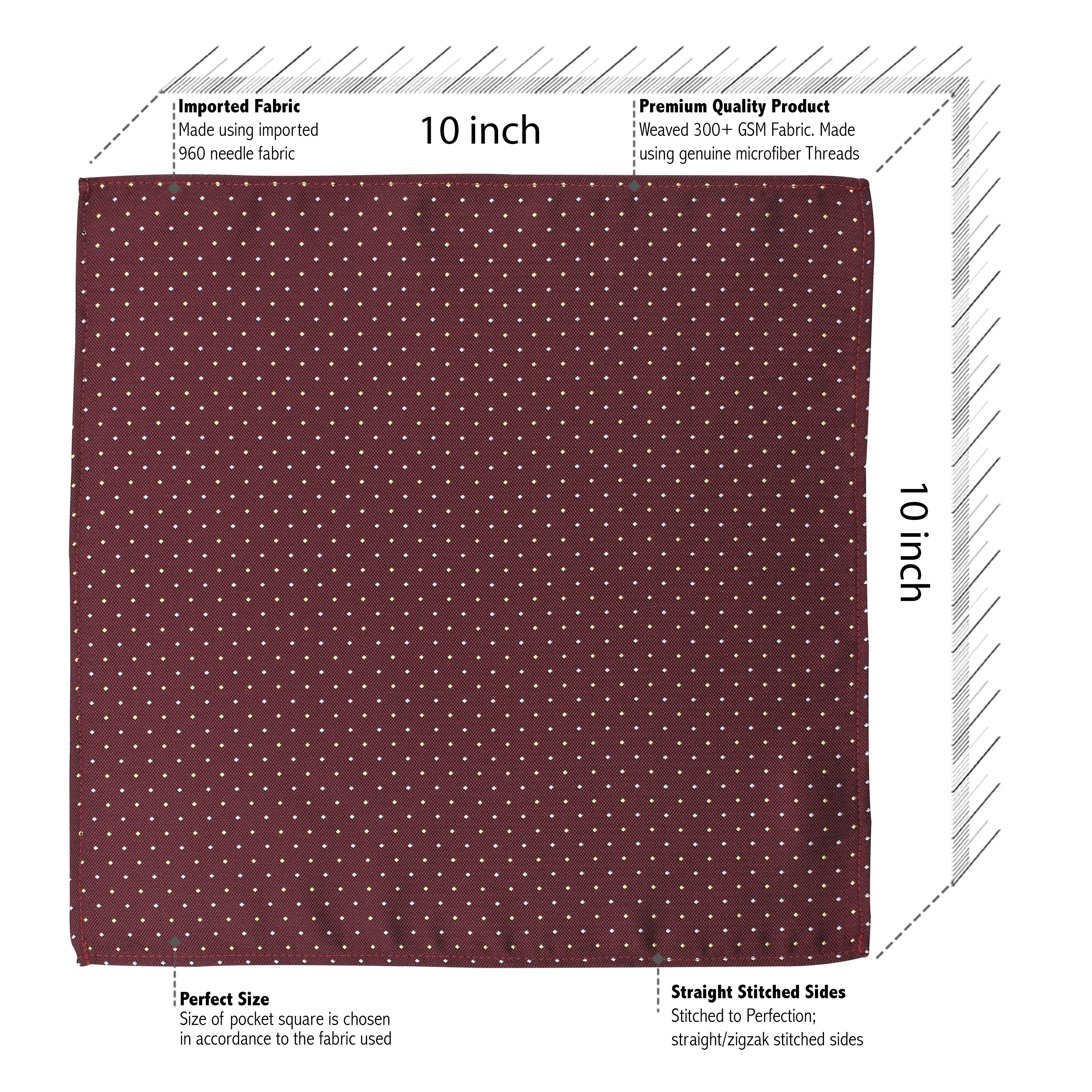 Kovove The Refreshing Twin Polka Dot  Maroon Pocket Square For Men