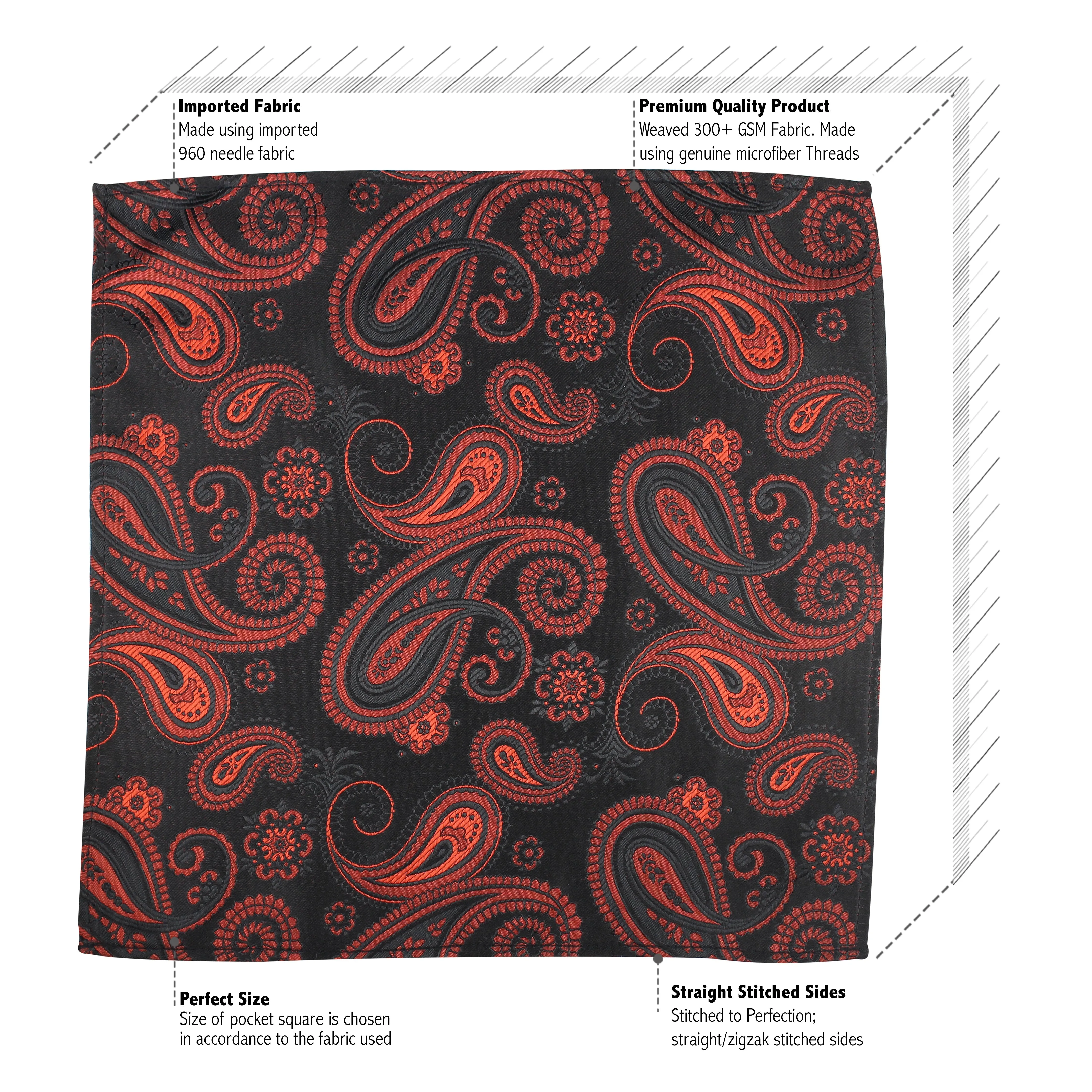 Kovove The Royal Paisley Red Pocket Square