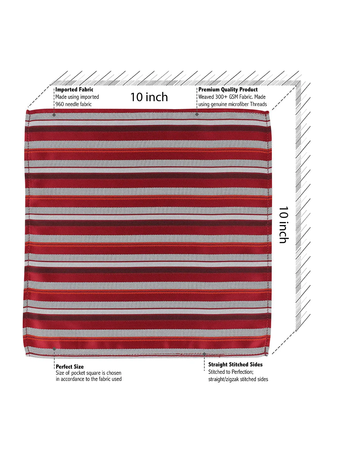 Kovove The Selective Striped Red Pocket Square For Men