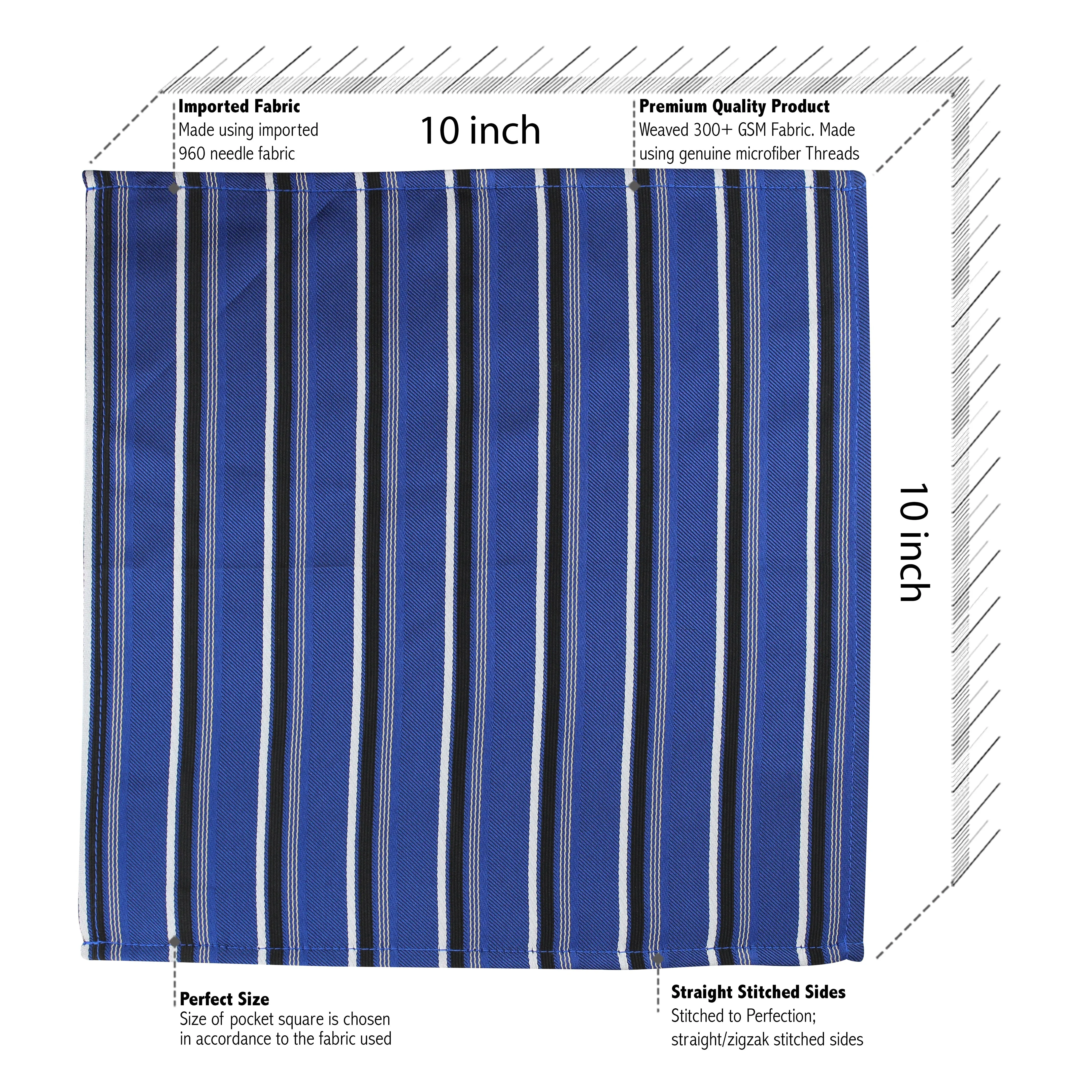 Kovove The Soulful Striped Blue Pocket Square For Men