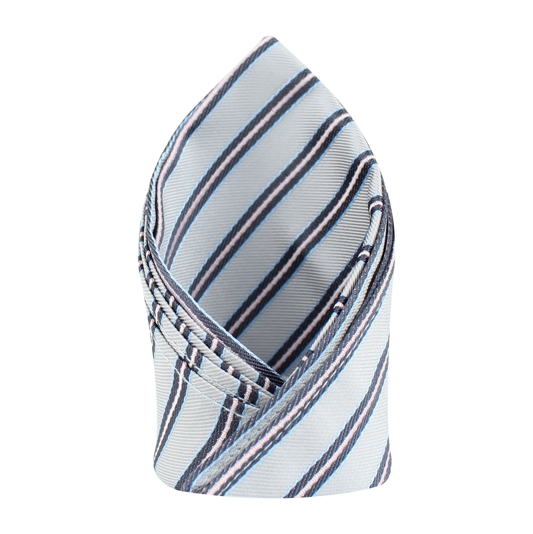 Kovove The Striped Delight Grey Pocket Square For Men