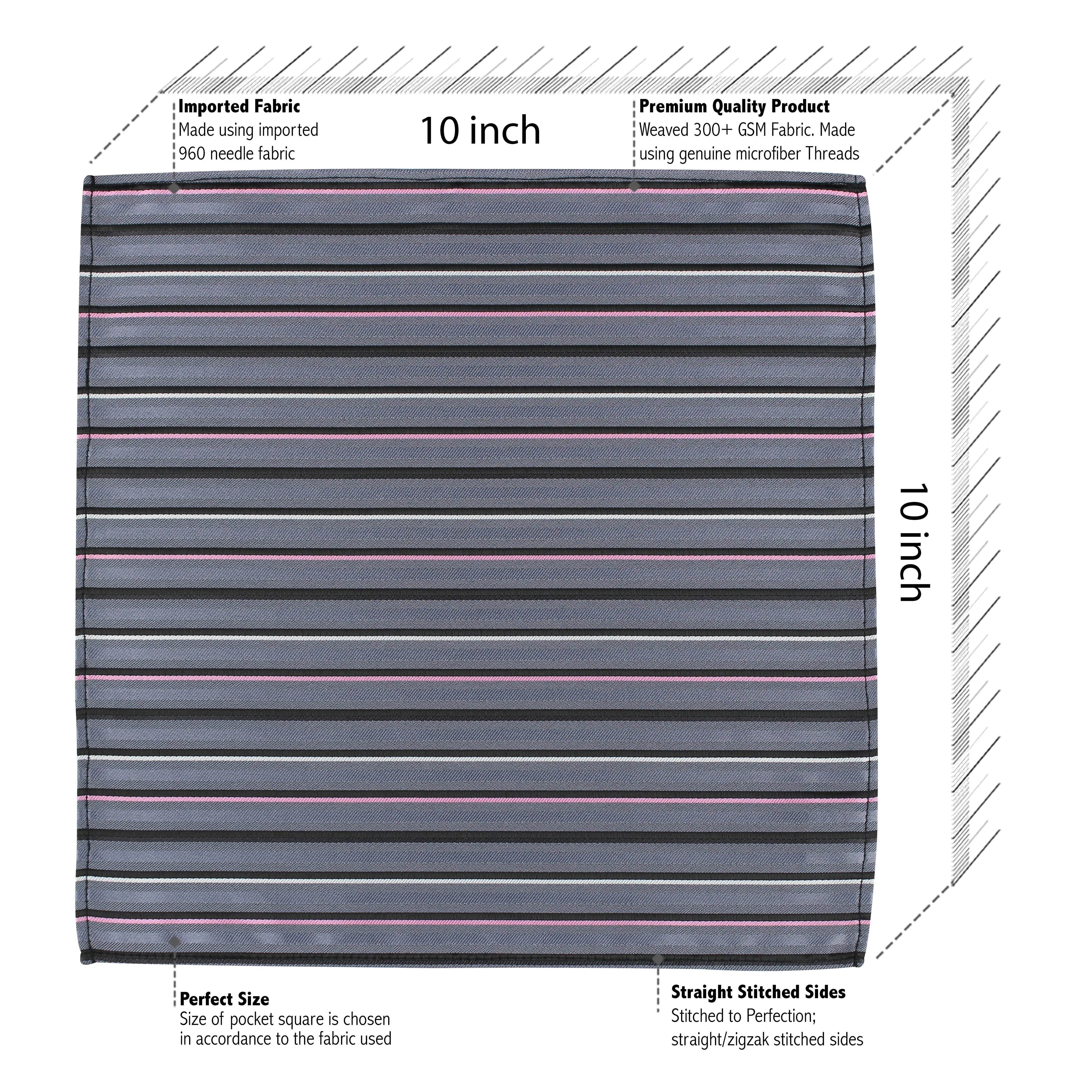 Kovove The Striped Spellbound Grey Pocket Square For Men