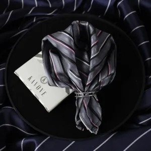 Kovove The Striped Spellbound Grey Pocket Square For Men