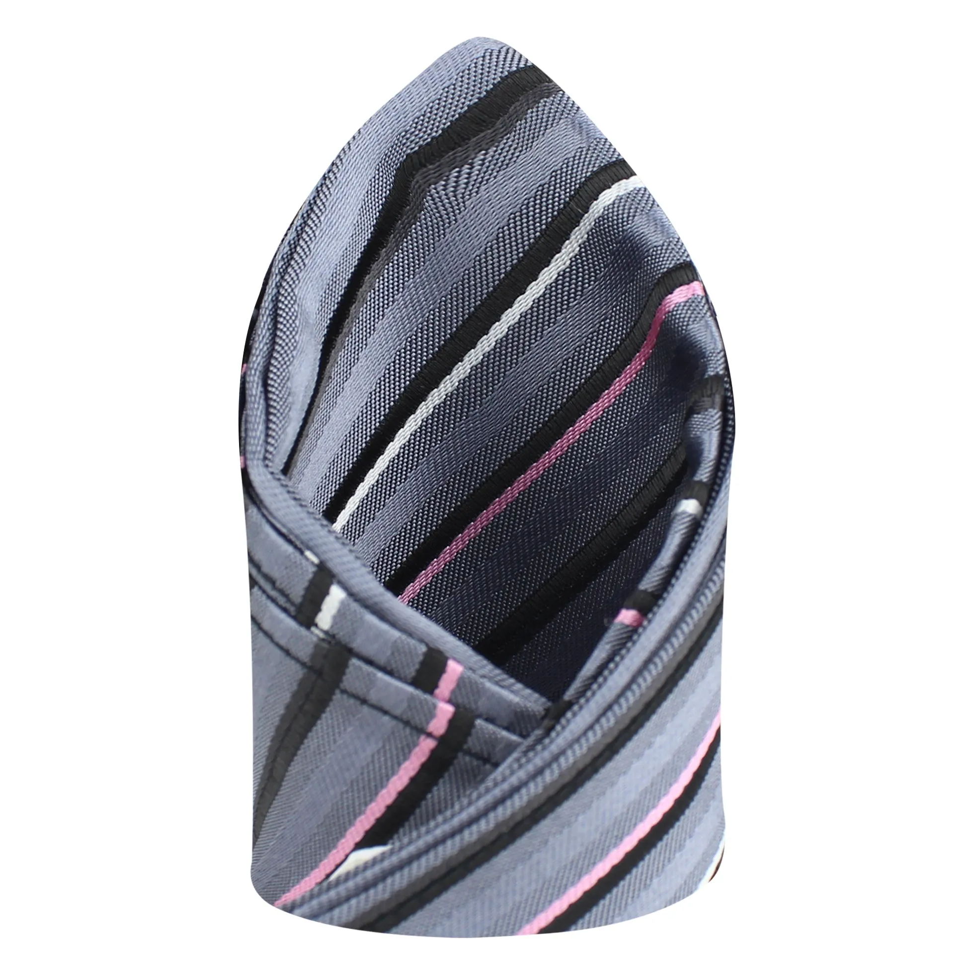 Kovove The Striped Spellbound Grey Pocket Square For Men