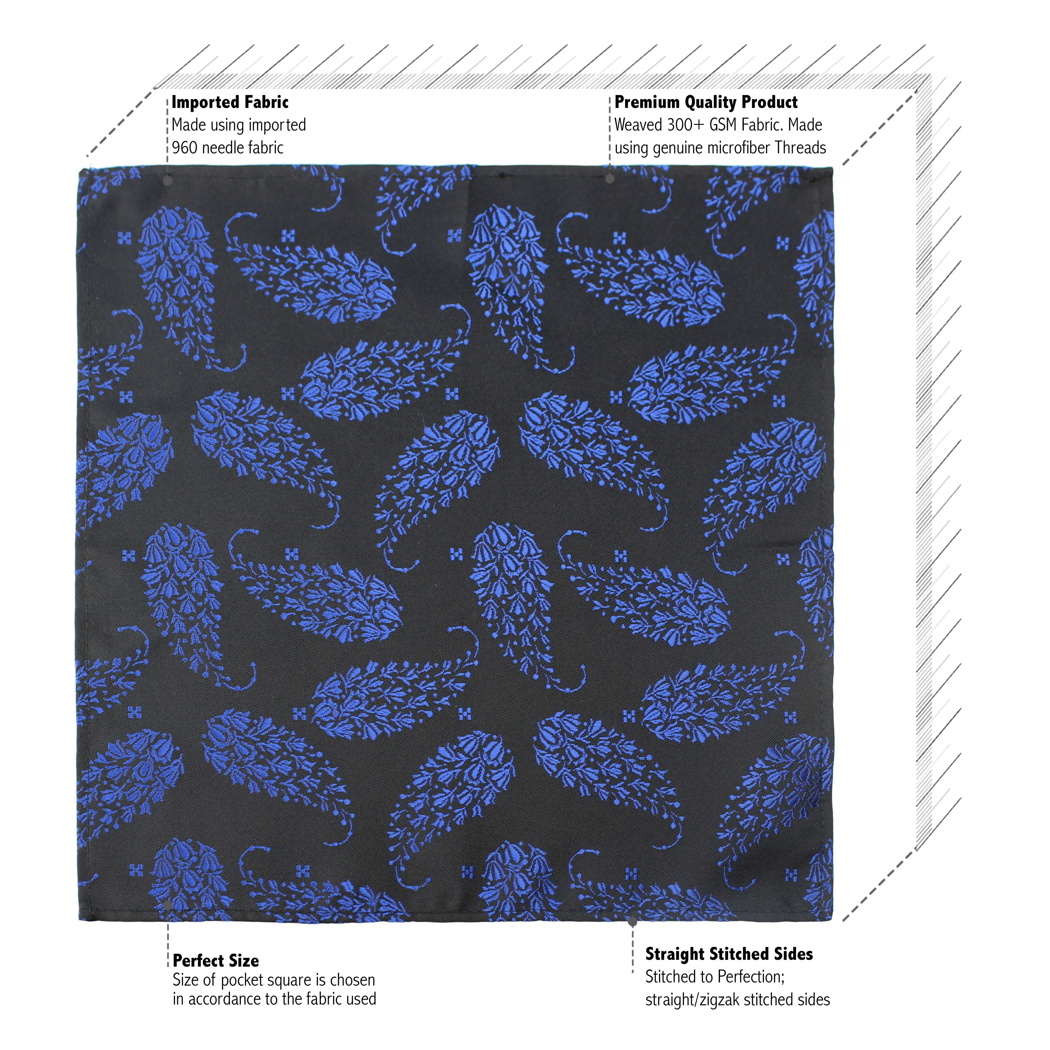 Kovove The Twining Paisley Blue Pocket Square