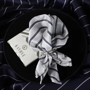 Kovove White Striped Pocket Square For Men