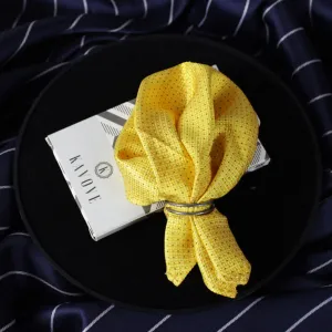 Kovove Yellow Polka Dot Pocket Square For Men