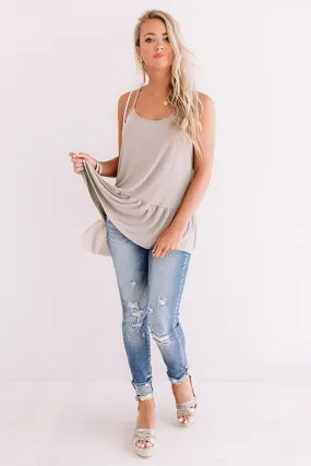 La Vida Vacay Shift Tank In Taupe