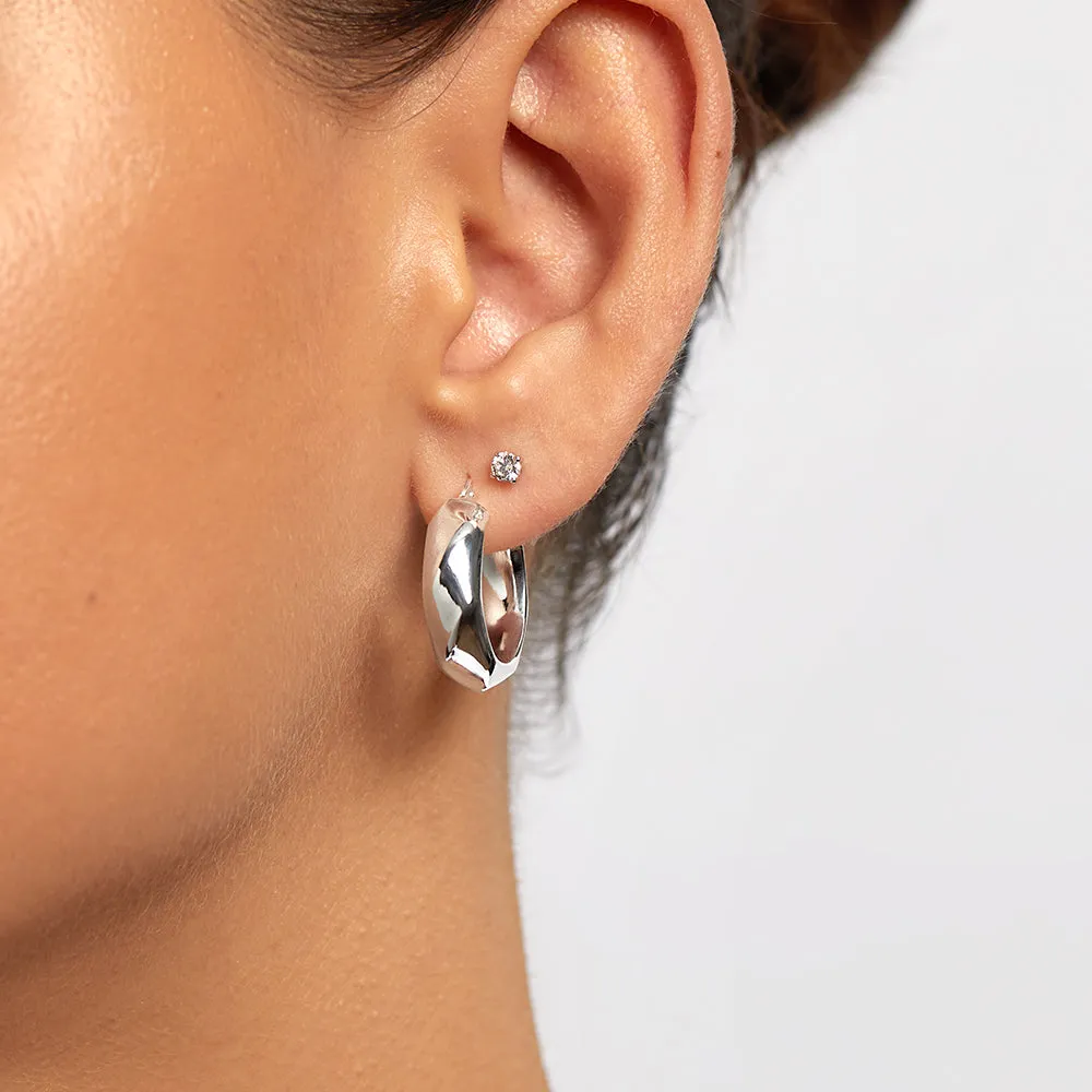 Laboratory-Grown Diamond Round Stud Earrings in Silver