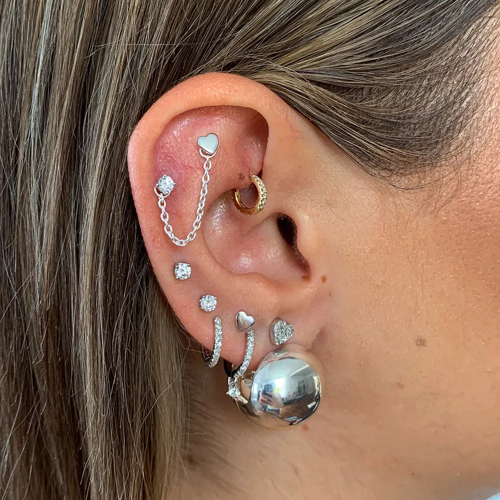 Laboratory-Grown Diamond Round Stud Earrings in Silver