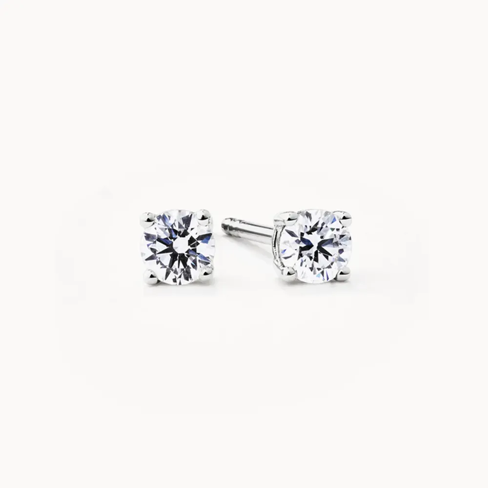 Laboratory-Grown Diamond Round Stud Earrings in Silver