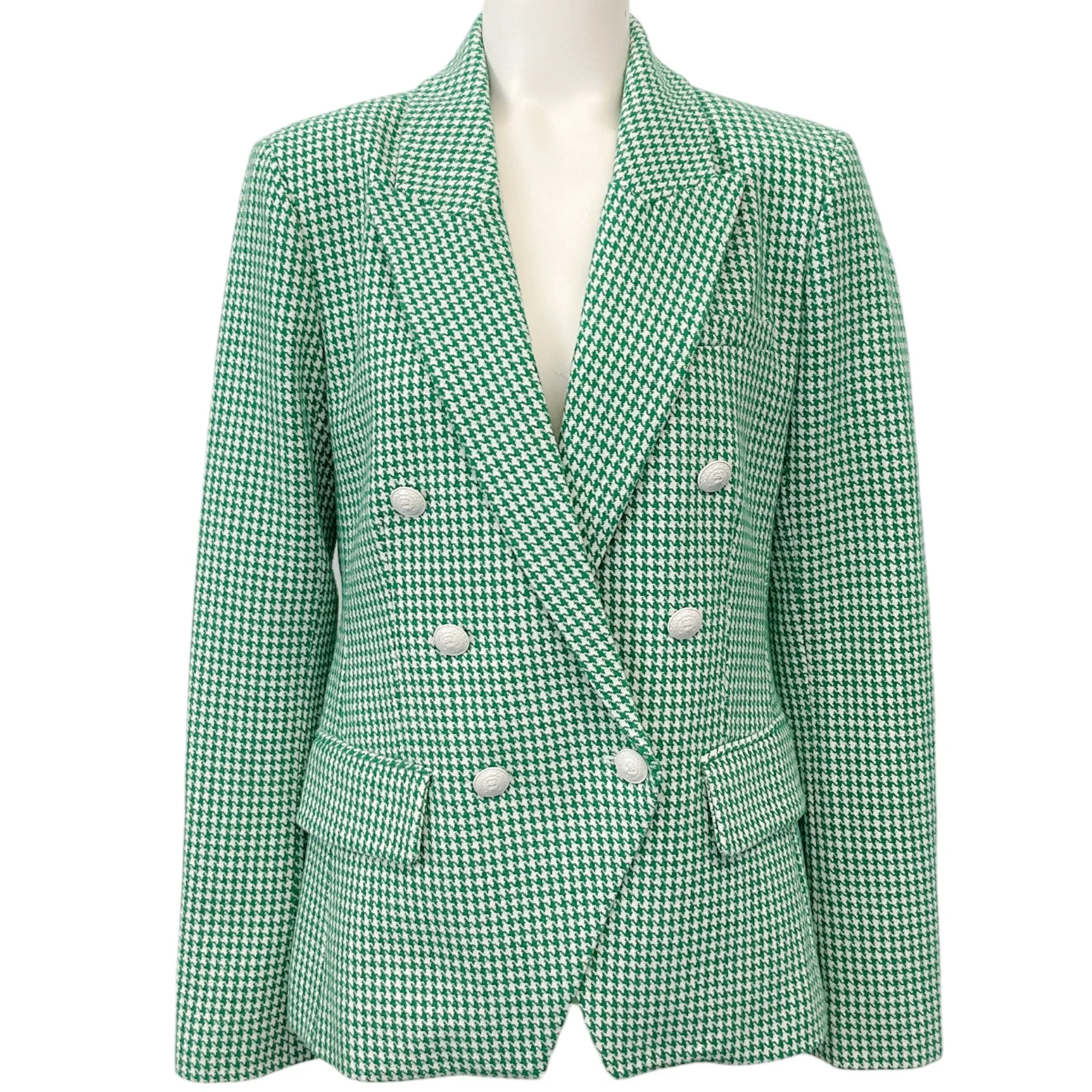 L'Agence Green / White Houndstooth Kenzie Blazer