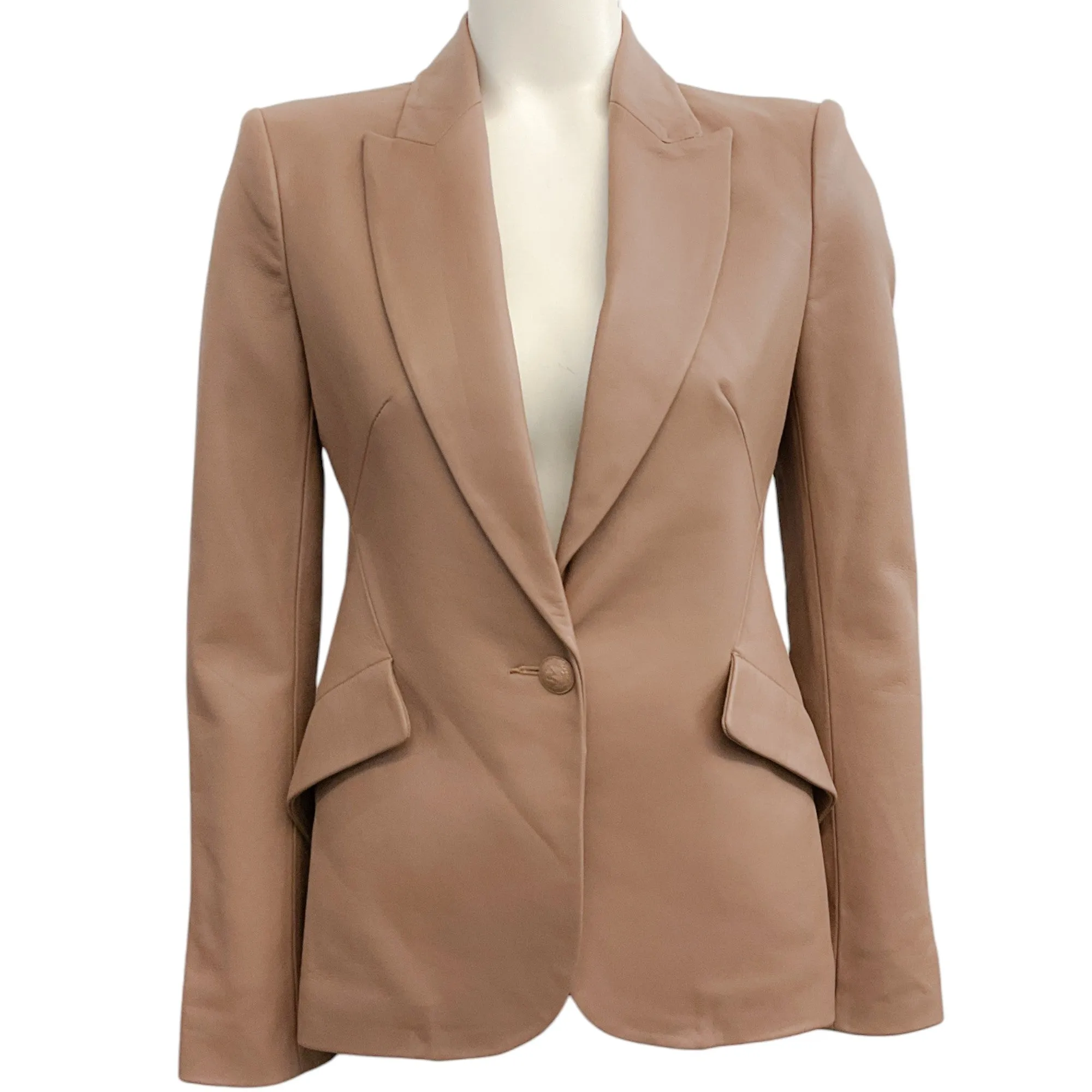 L'Agence Mocha Leather Chamberlain Blazer