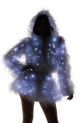 Light-Up Lurex Shag Hooded Cropped Jacket