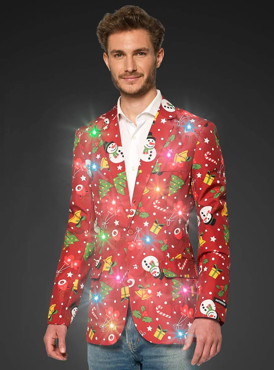 Light Up Red Christmas Icons Mens Suitmeister Costume Jacket