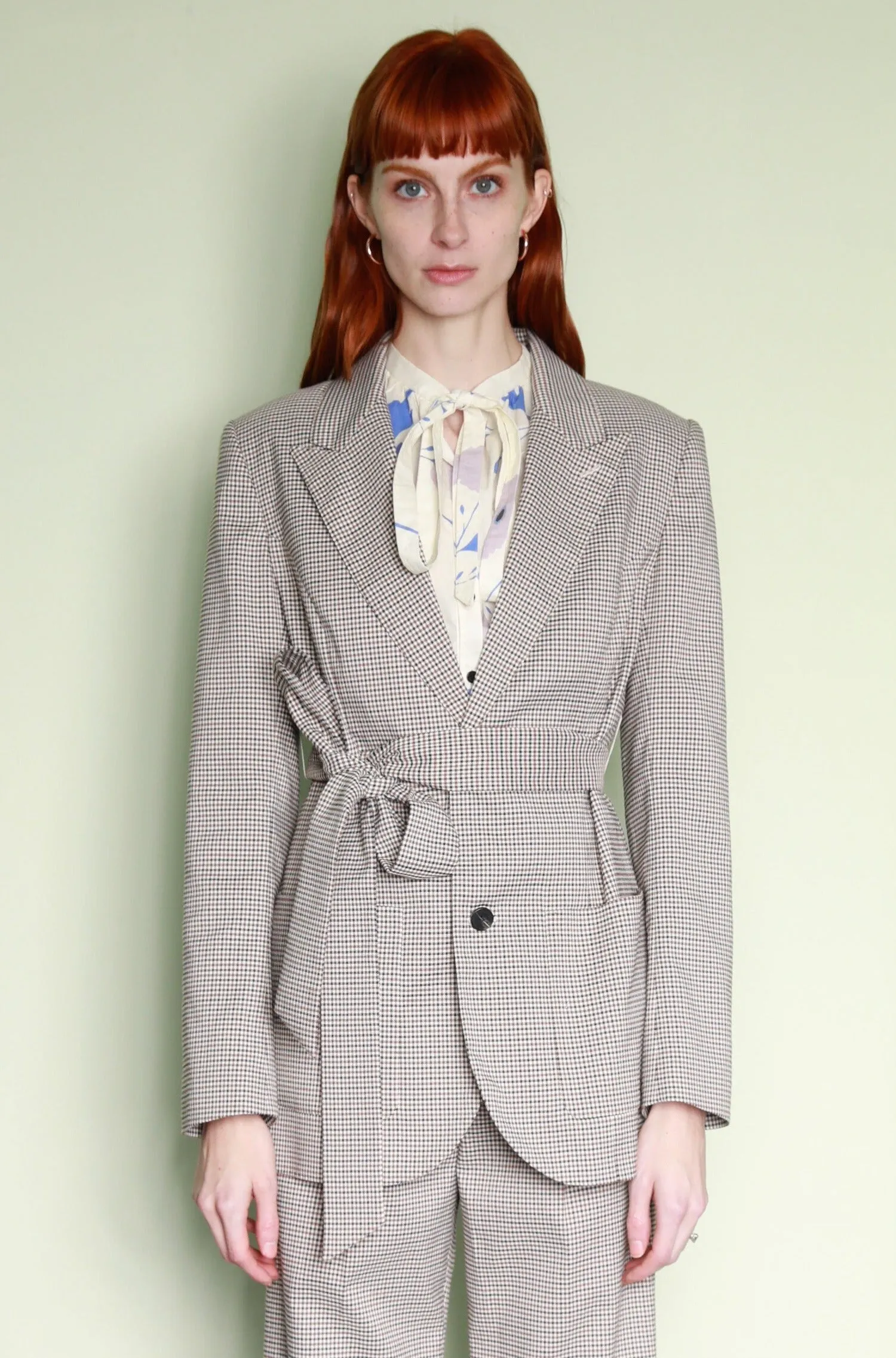 Light Wool Grey Self Tie Blazer