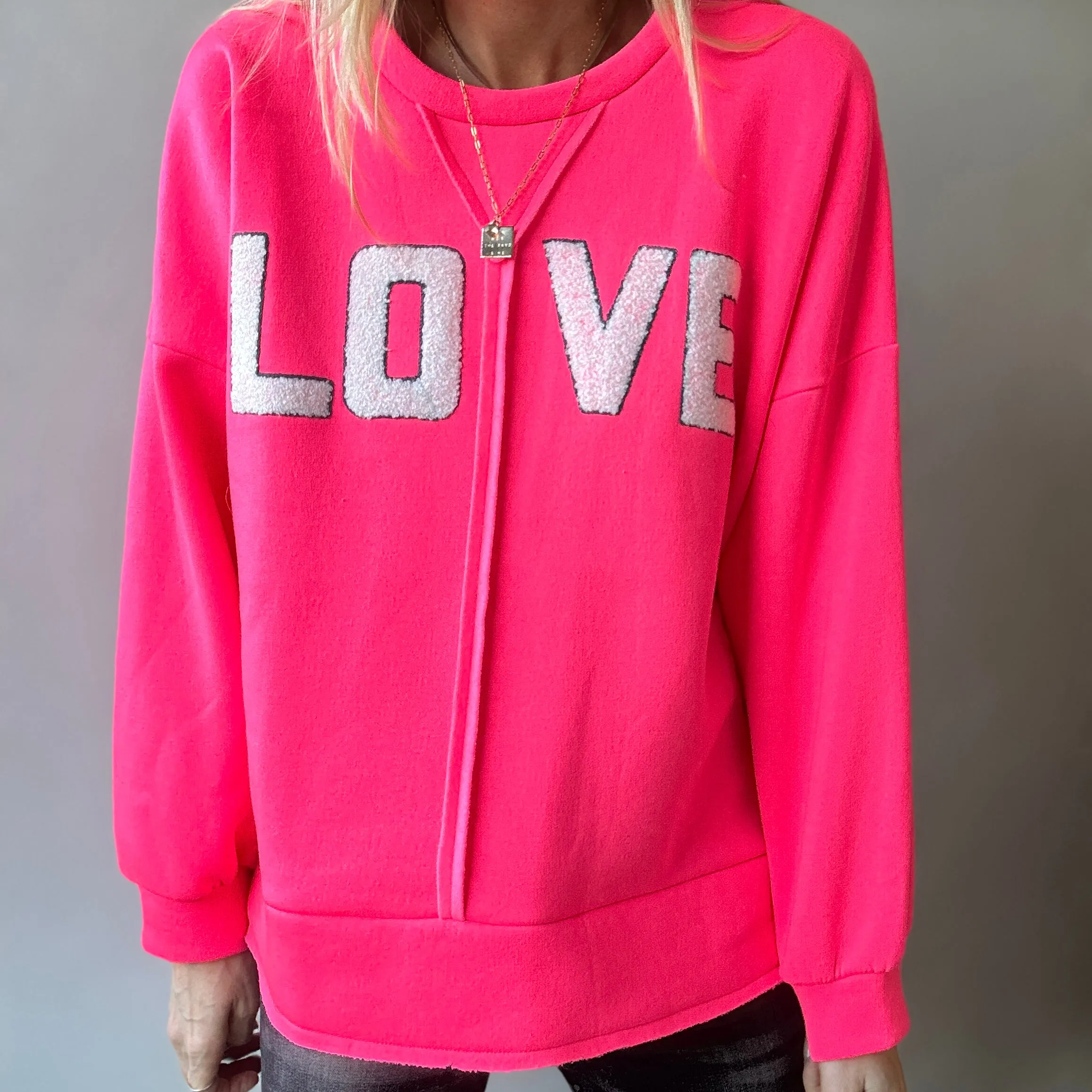 LOVE neon pink sweatshirt *NEW*