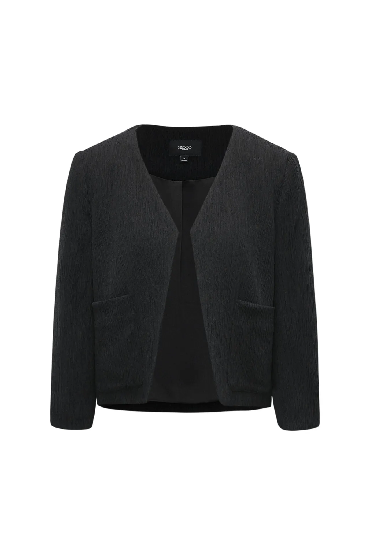 Lyocell Crinkle V-Neck Front Jacket