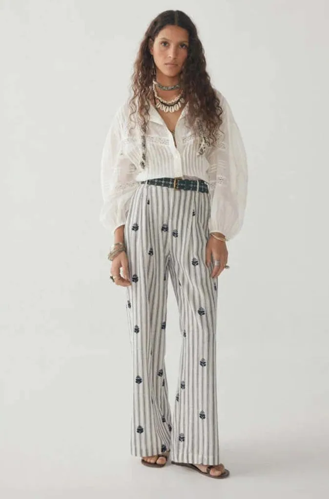 Maison Hotel Indira Pants in White Stripes