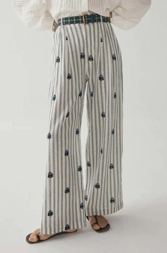 Maison Hotel Indira Pants in White Stripes