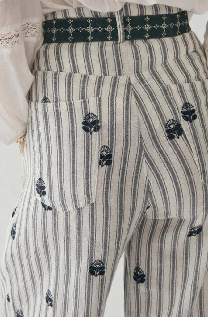 Maison Hotel Indira Pants in White Stripes