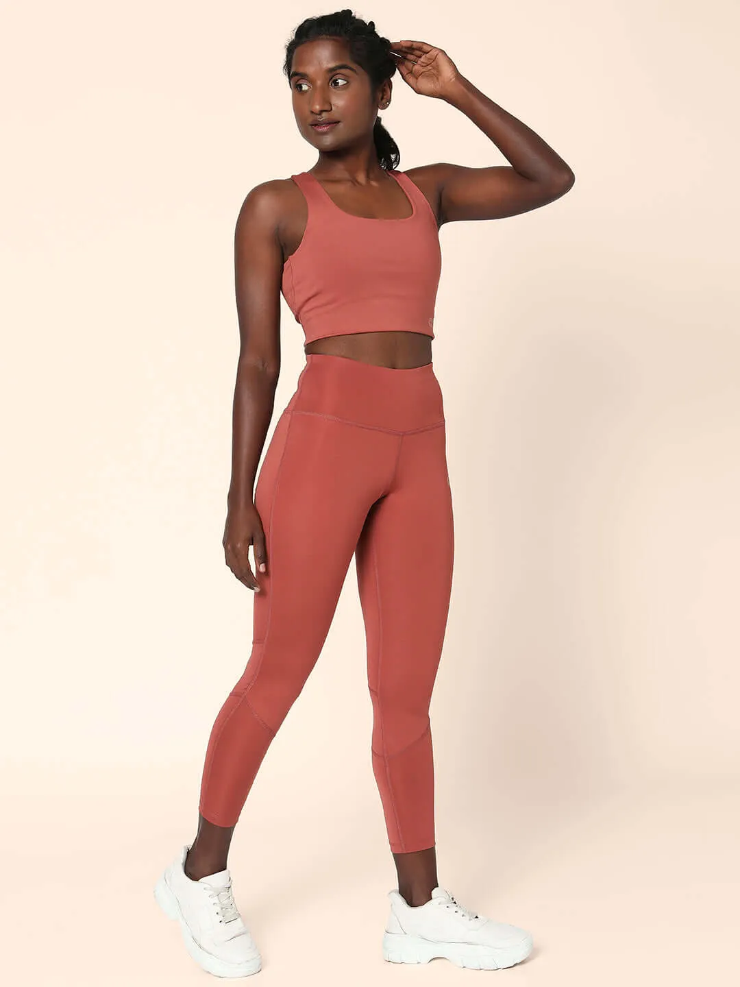 Marsala High Impact Action Bra & 7/8 Leggings