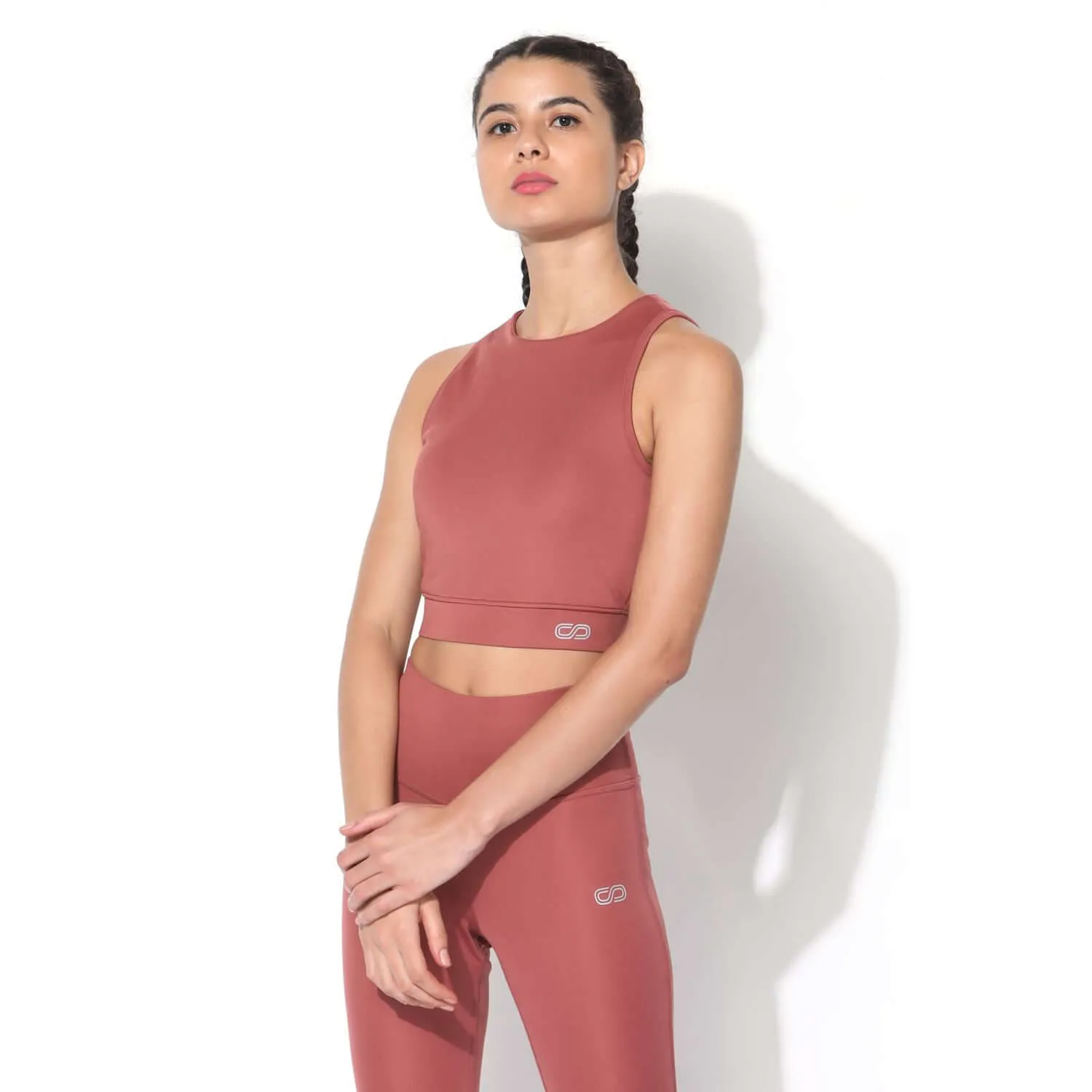 Marsala Padded Cross Back Crop Top and 7/8 Leggings