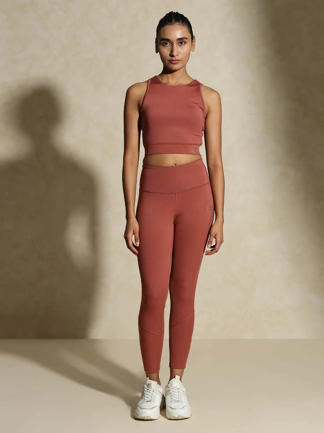 Marsala Padded Cross Back Crop Top and 7/8 Leggings