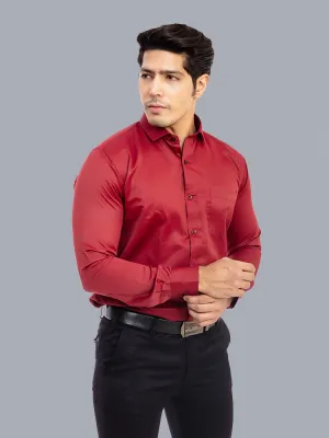 Mehroon Solid Giza Cotton Formal Shirts