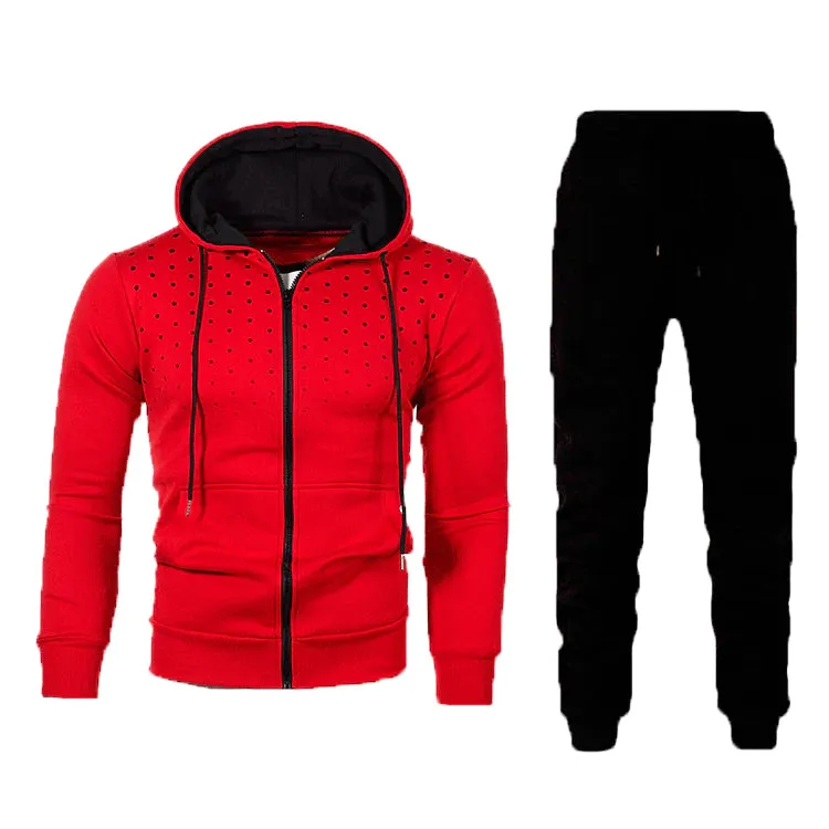 Men's Fall Winter Cardigan Hoodie Jacket Jogger Two Piece Set