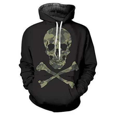 Men's Printed Camo Skull Hoodie