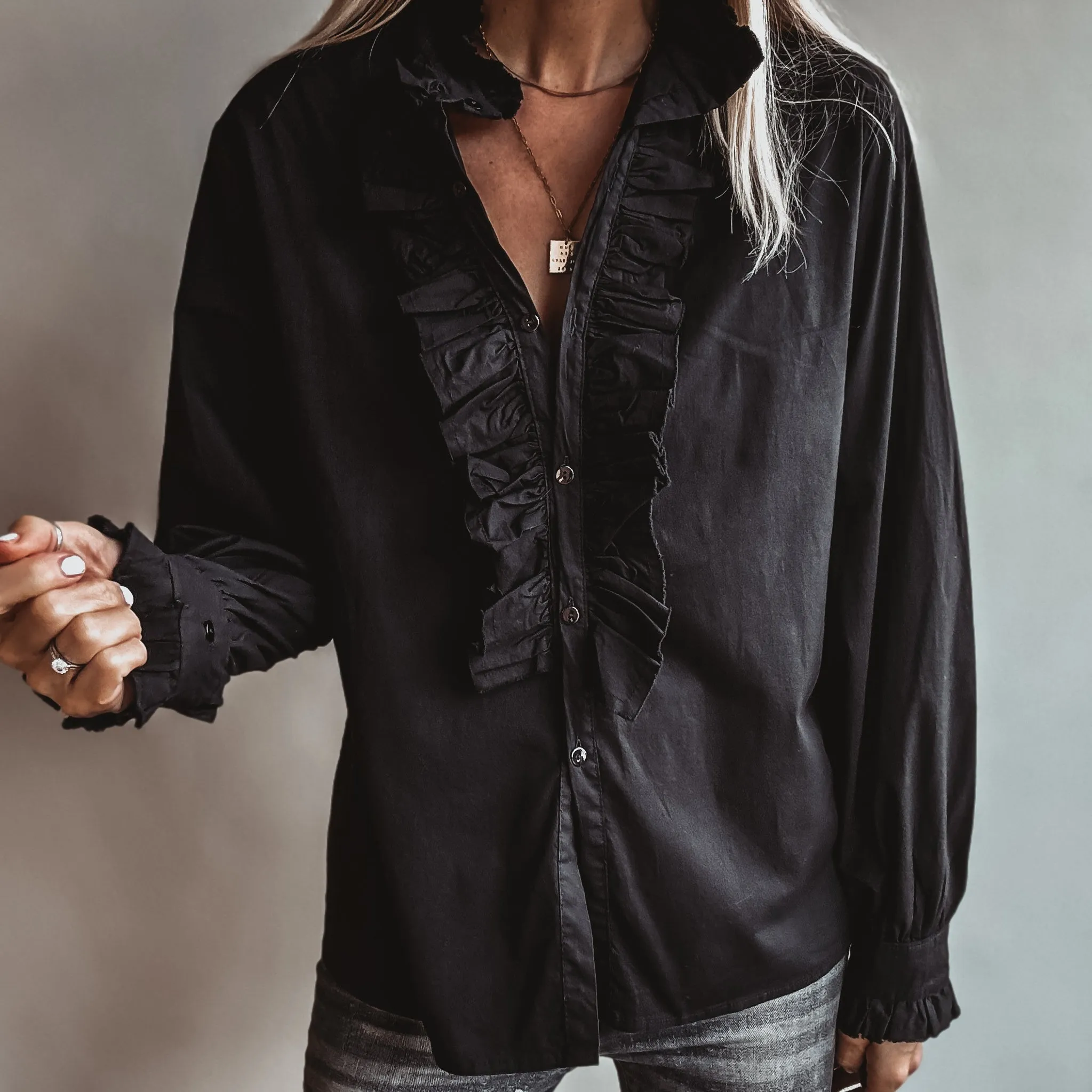 Mila BLACK ruffle Blouse *NEW*