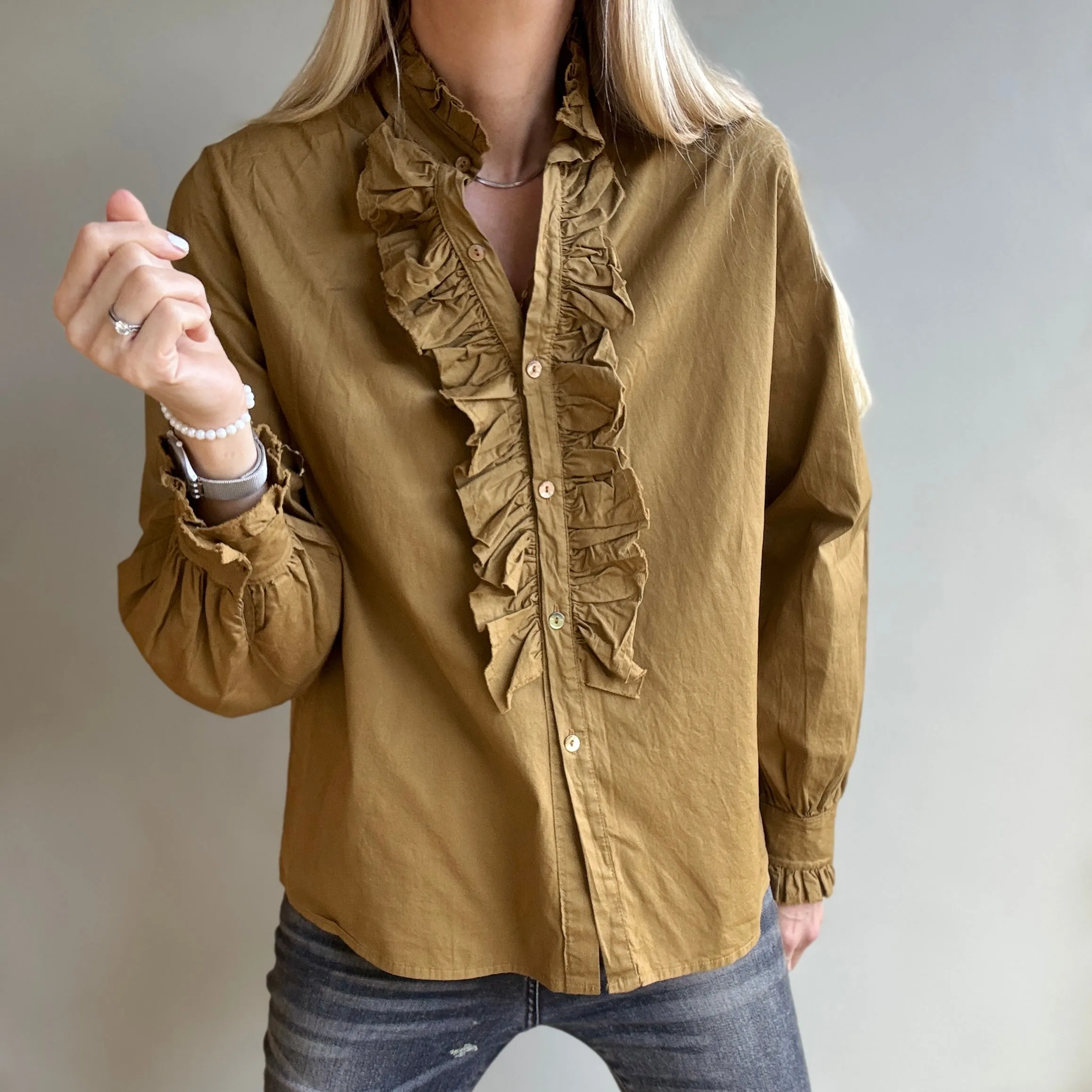 Mila TOBACCO ruffle Blouse *NEW*