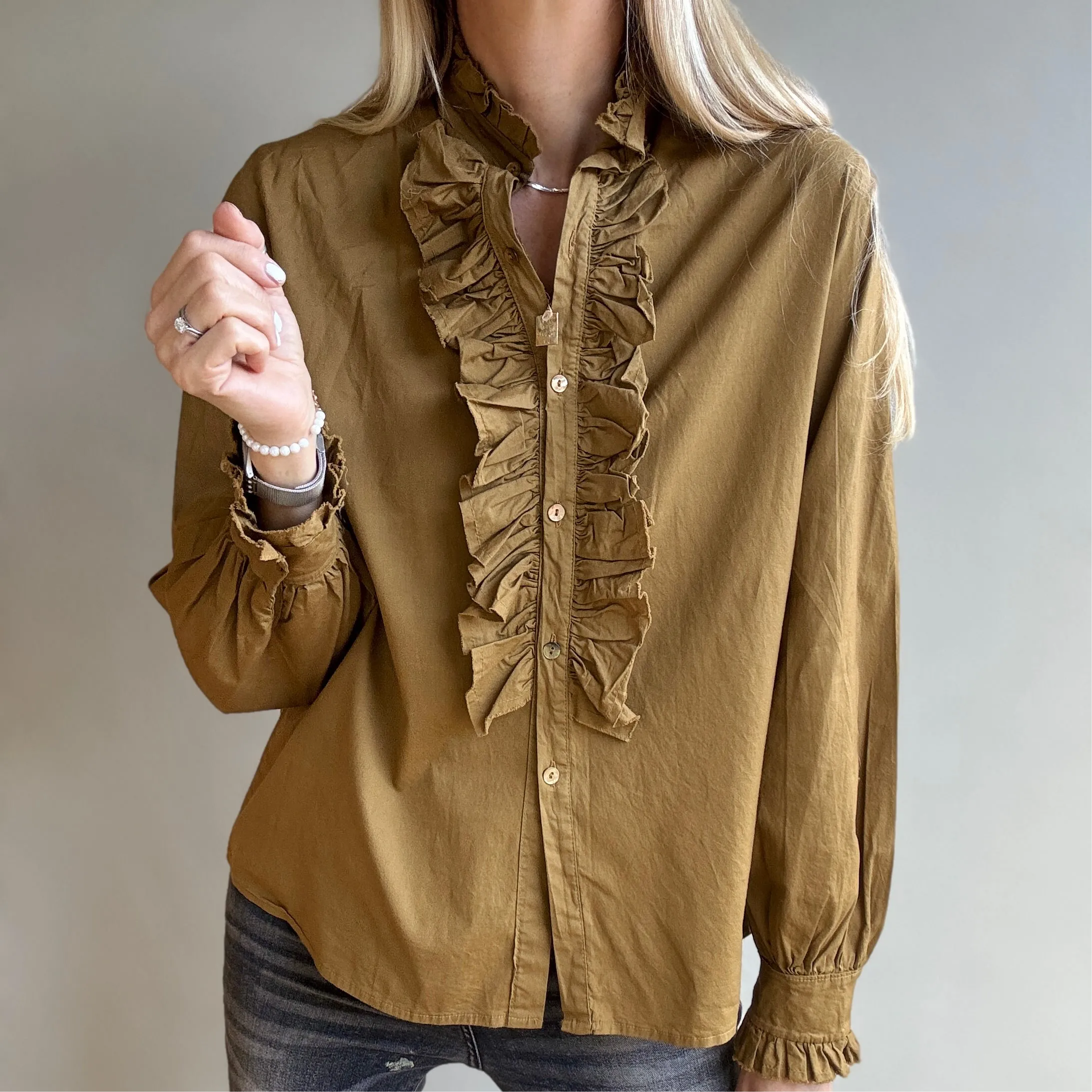 Mila TOBACCO ruffle Blouse *NEW*